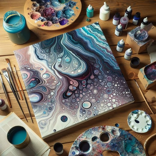Acrylic pouring painting activity