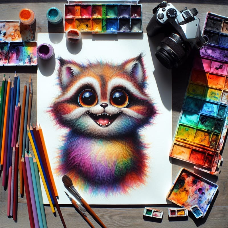 Whimsical animal portrait painting activity