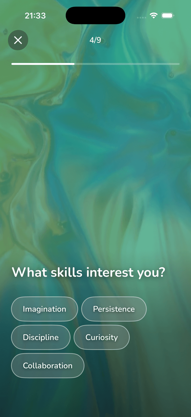 Piqo's personalisation questions during onboarding